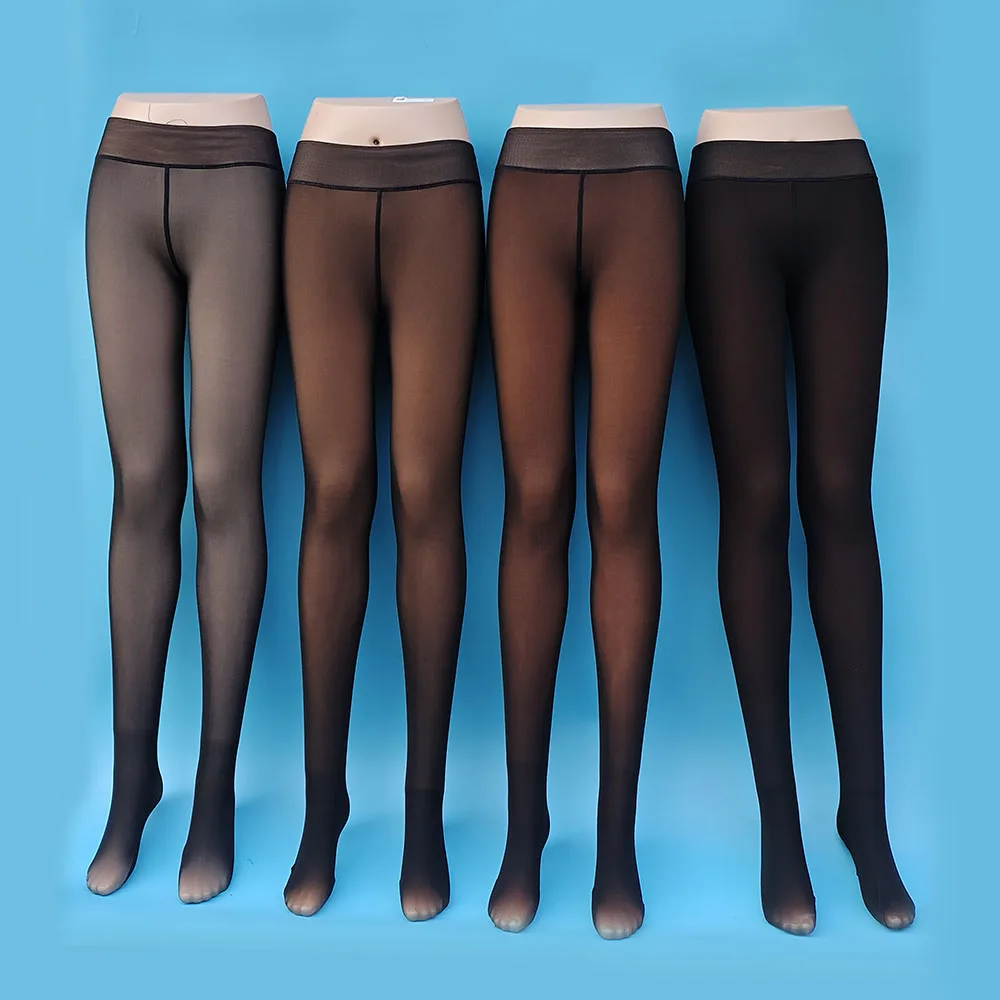 Tights for Women Fleece Tights Winter Translucent Plush Stockings Panty Trousers Opaque Warming Fleece Leggings For Black Women