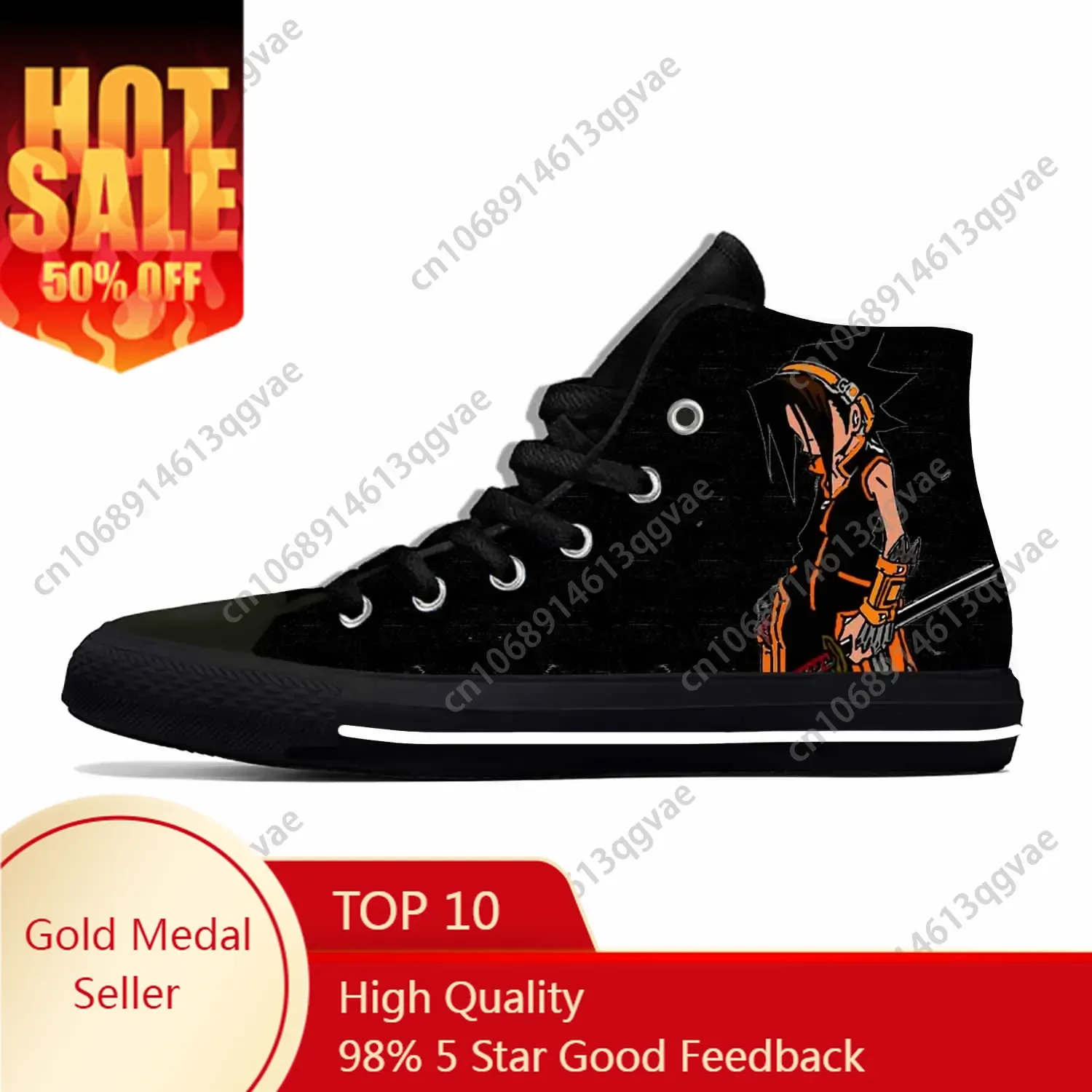 

Shaman King Asakura Yoh Anime Manga High Top Sneakers Mens Womens Teenager Canvas Lightweight Sneaker Couple Custom Made Shoes