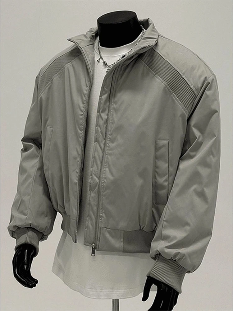 

Cleanfit Deconstructed Patchwork Cotton Jaet Men's Winter Design Stand Collar Jaet Baseball Sle Zipper Closure Warmth