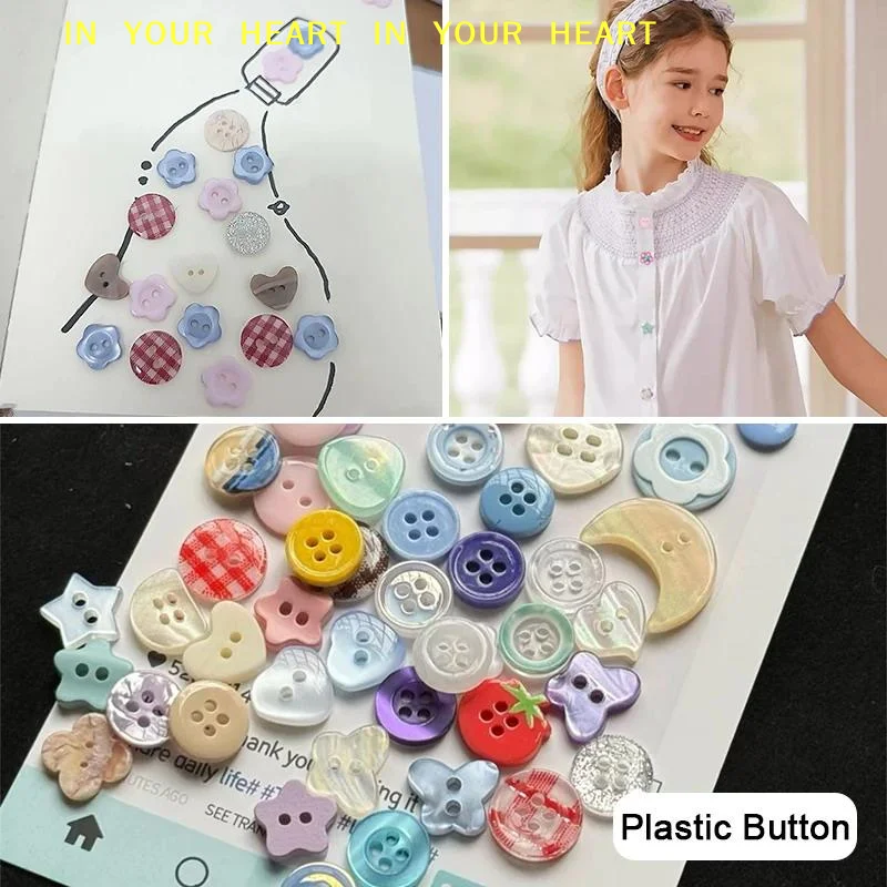 【X】10pcs Randomly Diy Scrapbooking Cute Sewing Button Clothing Accessories