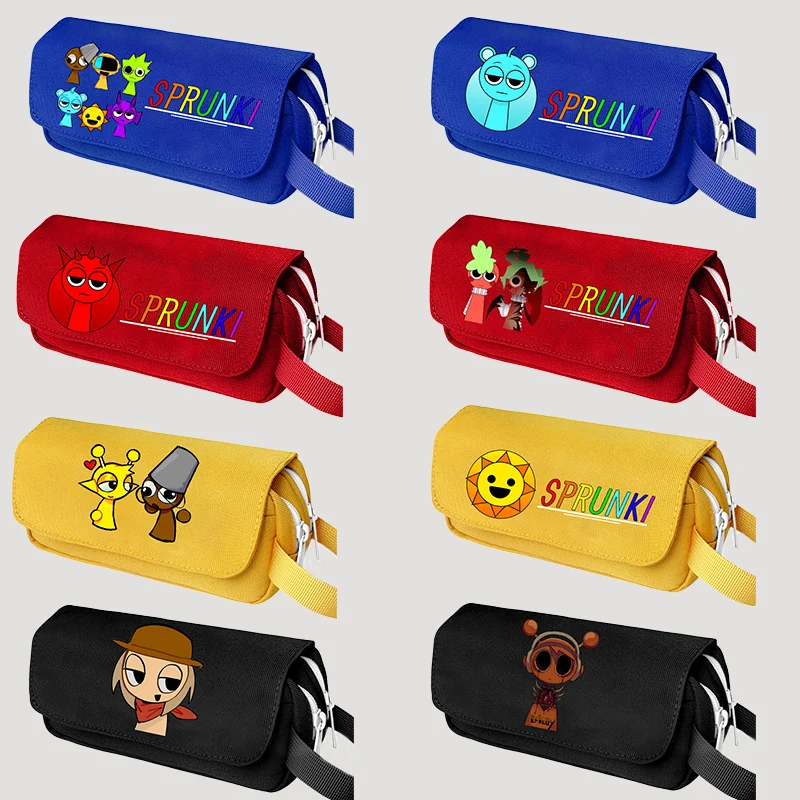 

Sprunki Pencil Case Boy Girl Anime Figure print Pen Pouch Large Capacity Stationery Bag Student Storage Bag Back To School Gift