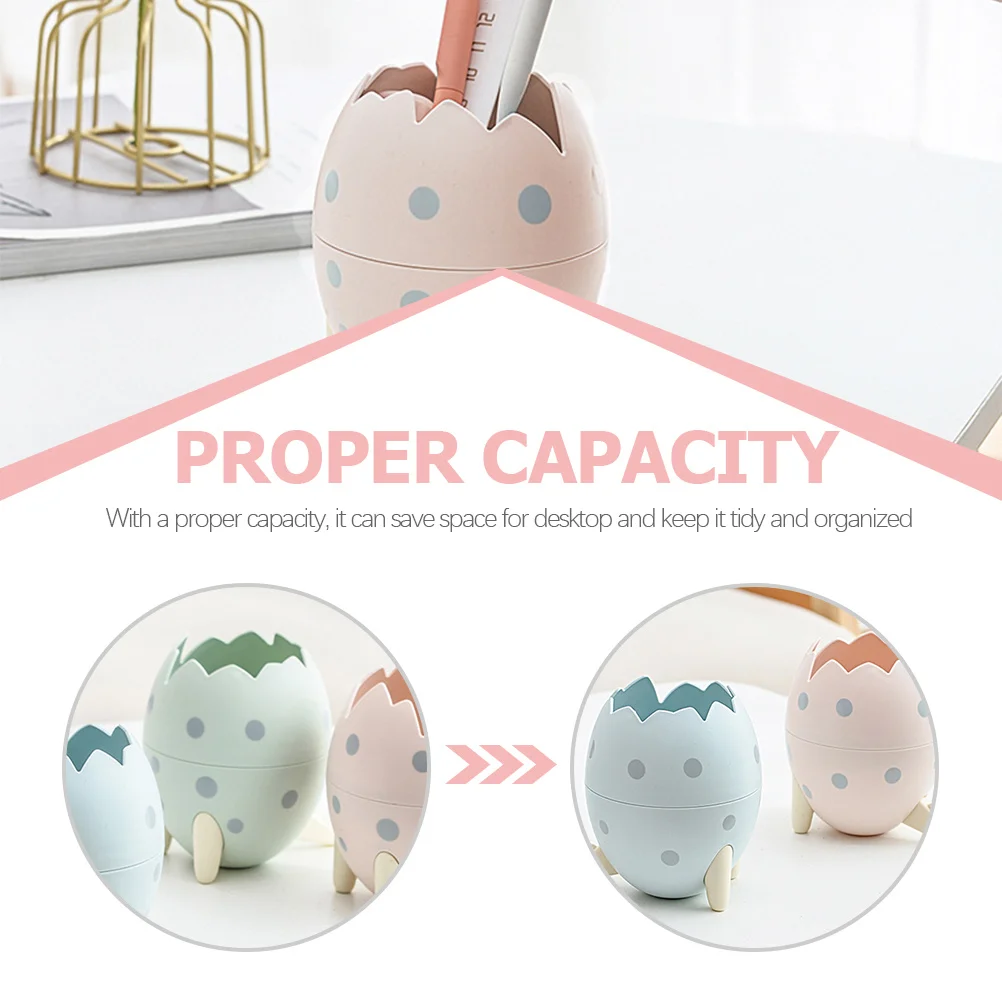 

3pcs Cartoon Storage Box Egg Shaped Pen Holder Desktop Organizer Stationery Container Makeup Brush Holder Office Supplies