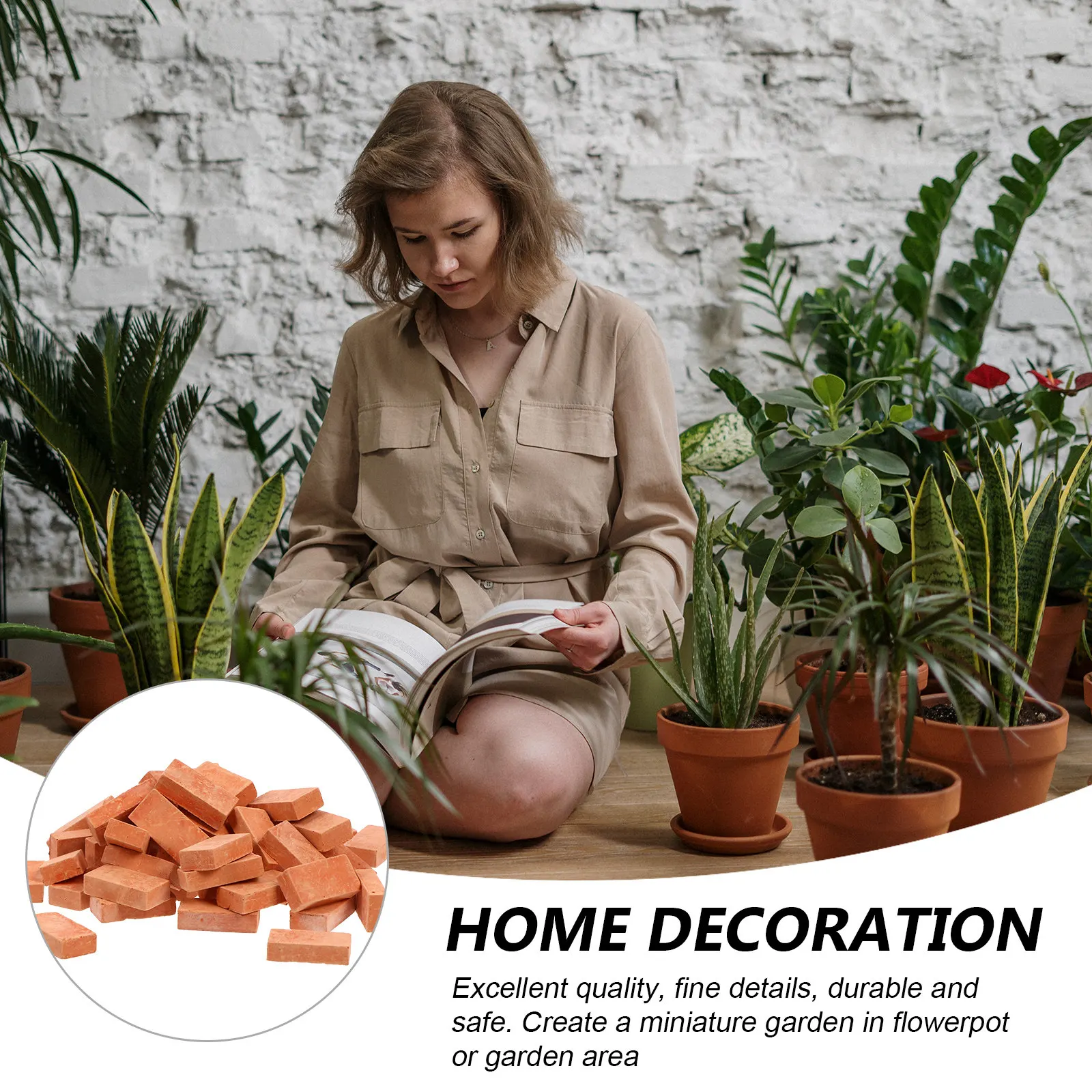 

50Pcs Simulation Brick DIY Miniature Garden Courtyard Accessories Micro Landscape Decoration Fairy Garden Kit Micro Ornaments