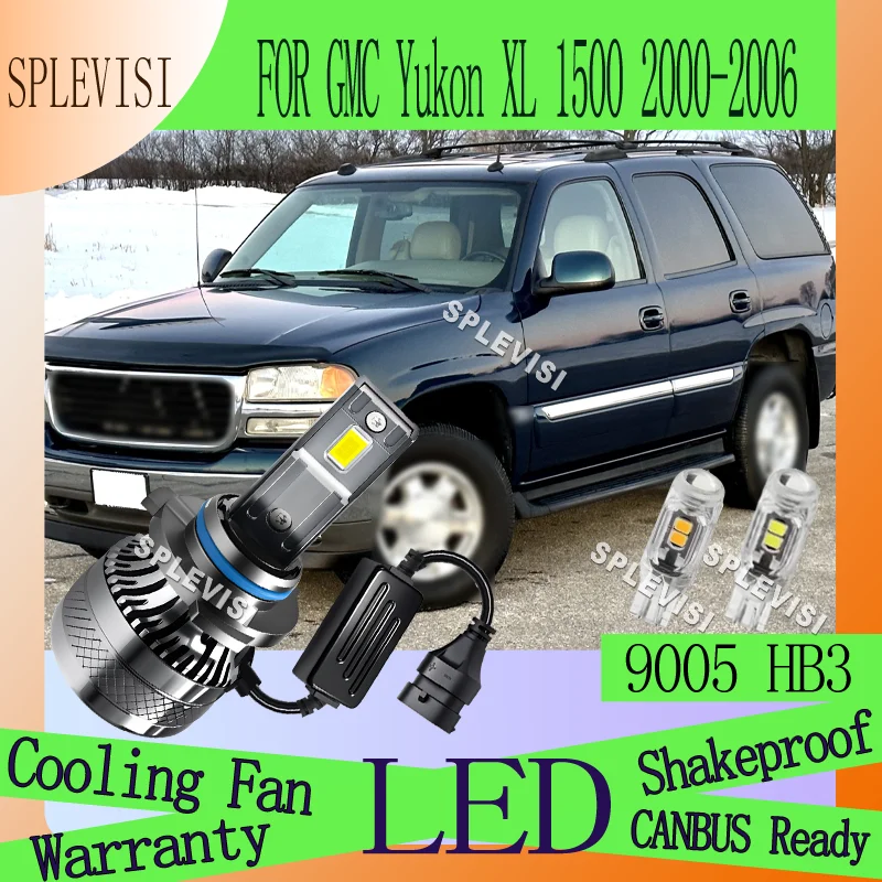 

2PCS High Beam Warranty 6000K WHITE 20000LM/Bulb Long Life HEADLIGHT For GMC Yukon XL 1500 2000 2001 2002 2003 2004 2005 2006