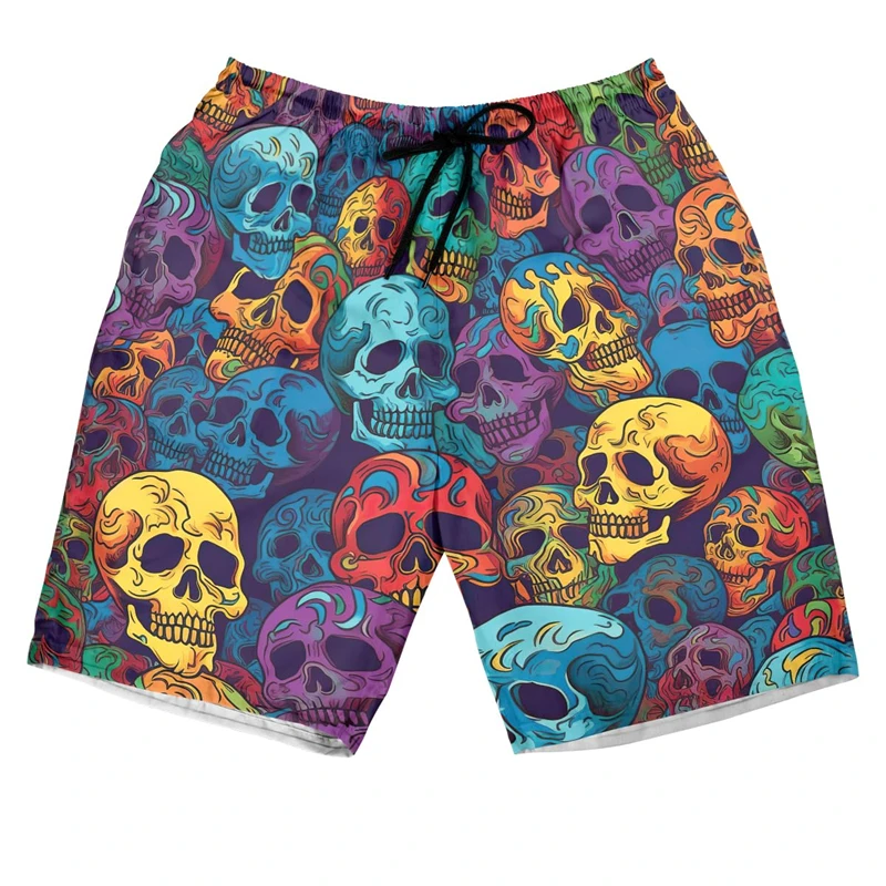 Lustiges Lächeln Schädel Grafik kurze Hosen für Männer Kleidung Hawaii Hip Hop Skelett Strand Shorts Aloha Goth Schädel Stämme Junge Tops