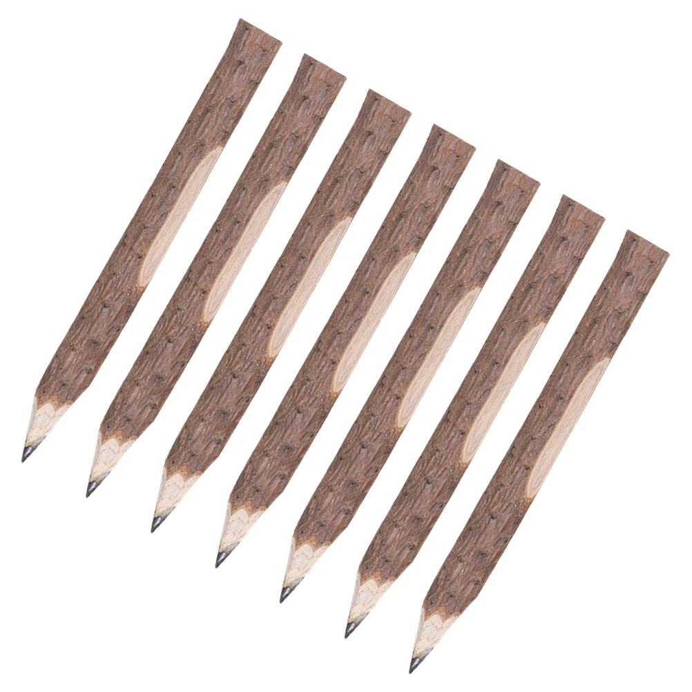 

7pcs Small Pencils Natural Wood Material Rustic Twig Design for Birthday Present Kindergarten School Supplies