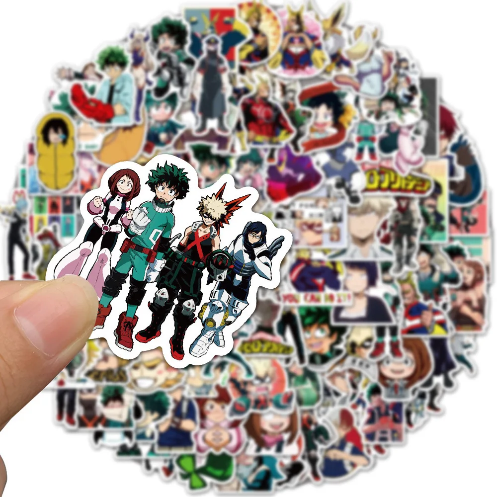 100pcs My Hero Academia Anime Sticker Pack Cartoon Phone Case Notebook Waterproof Stickers Kid Toy Laptop Skin DIY Stickers