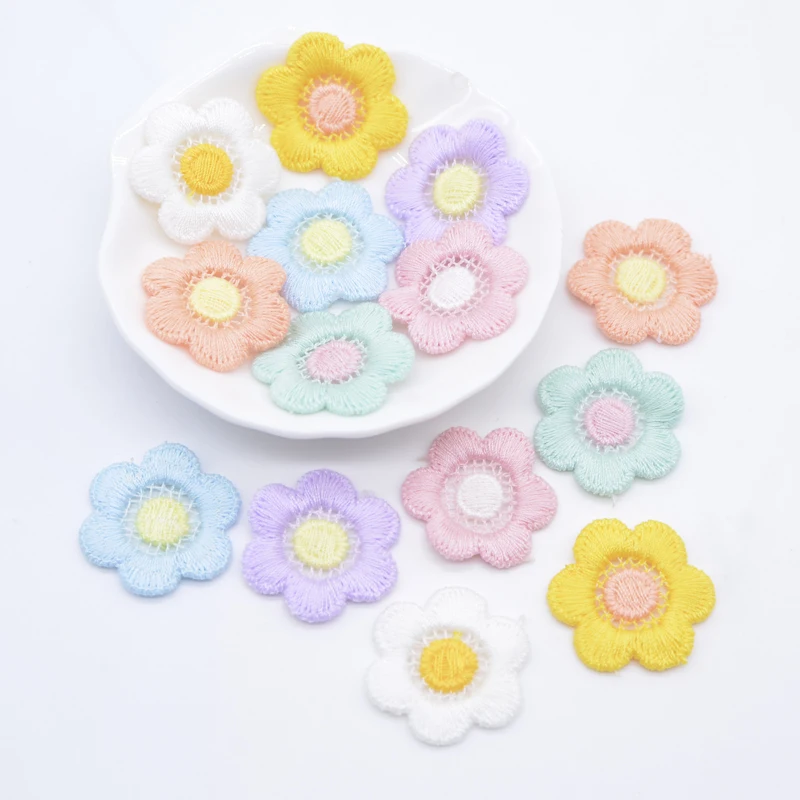 20Pcs 25mm Sun Flower Applique for DIY Clothes Hat Shoes Crafts Sewing Supplies Patches Headwear Hair Clips Decor Accessories