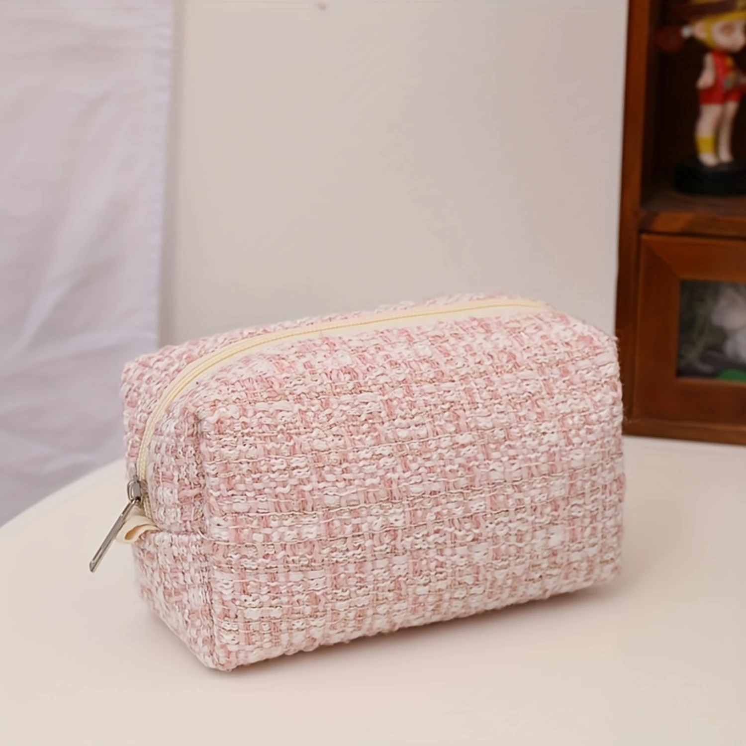 Lattice Pattern Cosmetic Bag, Portable Zipper Toiletry Bag, Perfect Makeup  Bag