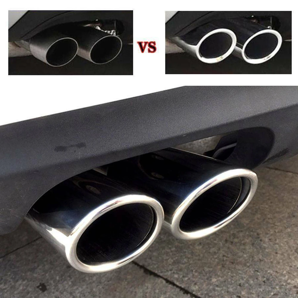 2x Car Muffler Tail Pipe For VW Passat B6 3C 2005~2010/ CC 2009~2012/EOS End Chrome Trim Stainless Steel Exhaust Tip Cover