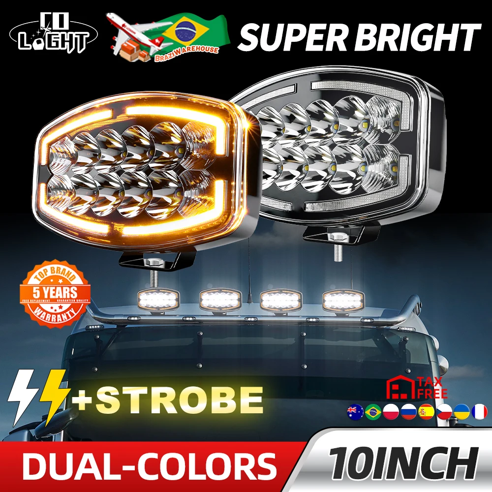 

Светодиодная рабочая фара CO LIGHT 10 дюймов для европейских грузовиков, модифицированный прожектор, фара дальнего света, дополнительная фара, белый/желтый ДХО, 12В