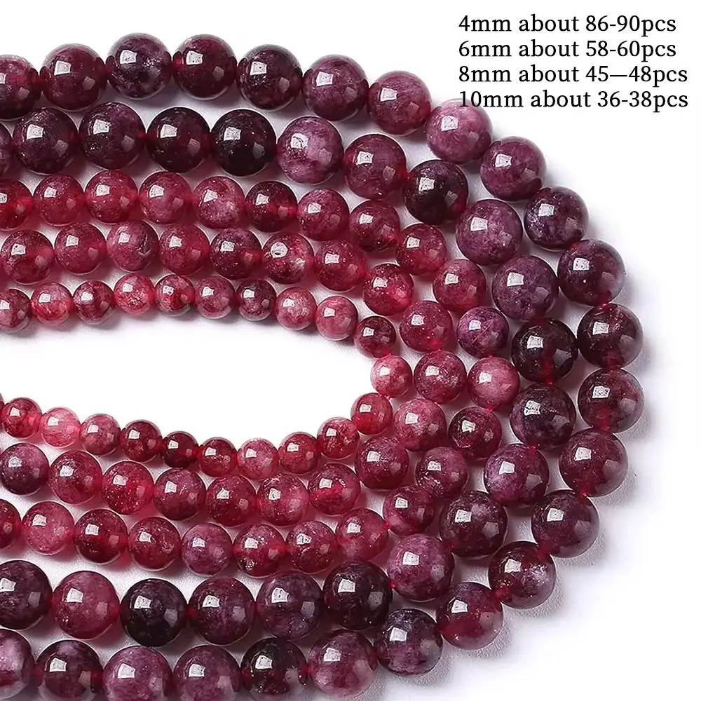 38/45/60/90pcs Natural Garnet Round for Jewelry Making, Therapeutic Energy Stone Beads DIY Bracelet Necklace