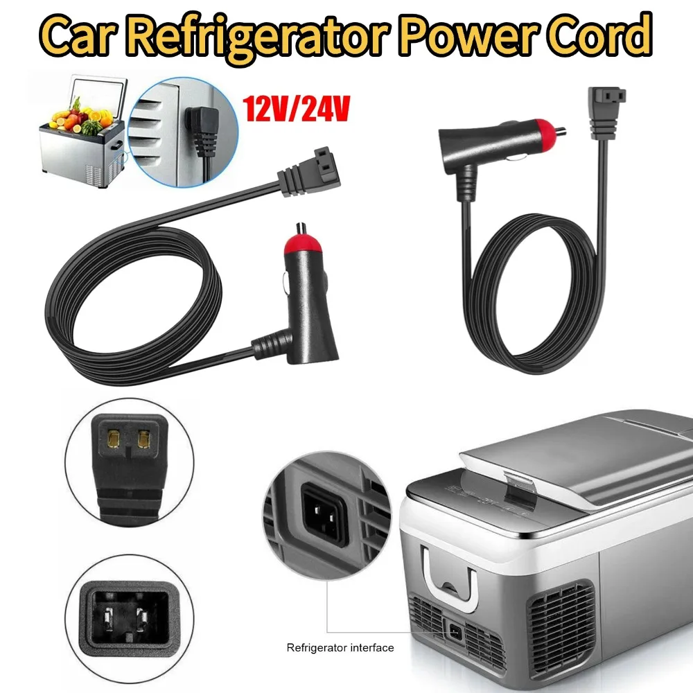 Car Fridge Power Cord 12V 24V Refrigerator Charging Cable 2/4m Right Angle Cigarette Lighter Extension Wire Auto Accessories