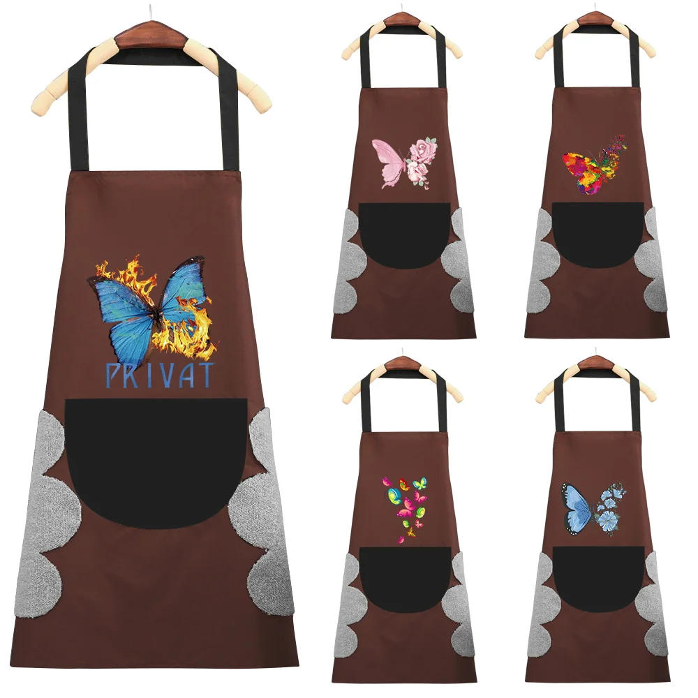 Adjustable Cooking Apron Unisex Household Butterfly Pattern Chef Waiter Barbecue Hairdresser Adult Apron Kitchen Supplies Tool