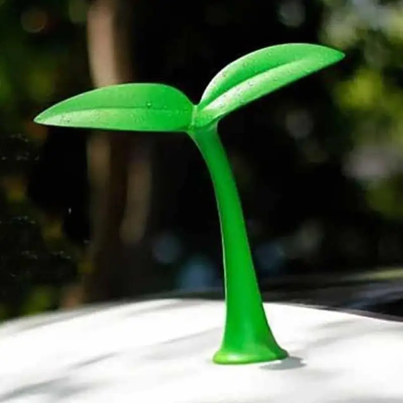 Eye-Catching Anti-Collision Horns Sticker Creative Green Sprout Auto Roof Ornament Car Roof 3D Car Decor Stickers Auto Accessory