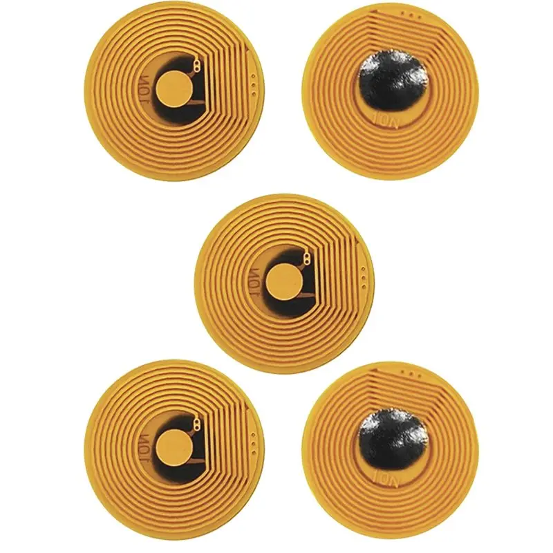 

ABZW 13.56Mhz 10Mm Diameter High Temperature RFID FPC Tags NXP NFC213 Mini Cards Anti-Fake Anti-Metal Passive RF Card 5P