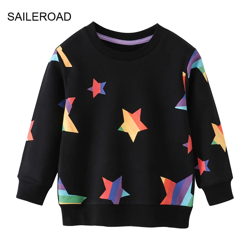 

SAILEROAD 2024 New Sweatshirts Tops Spring Kids Children Clothes Cotton Outerwear Cartoon Stars Baby Toddler Boys Hoodie