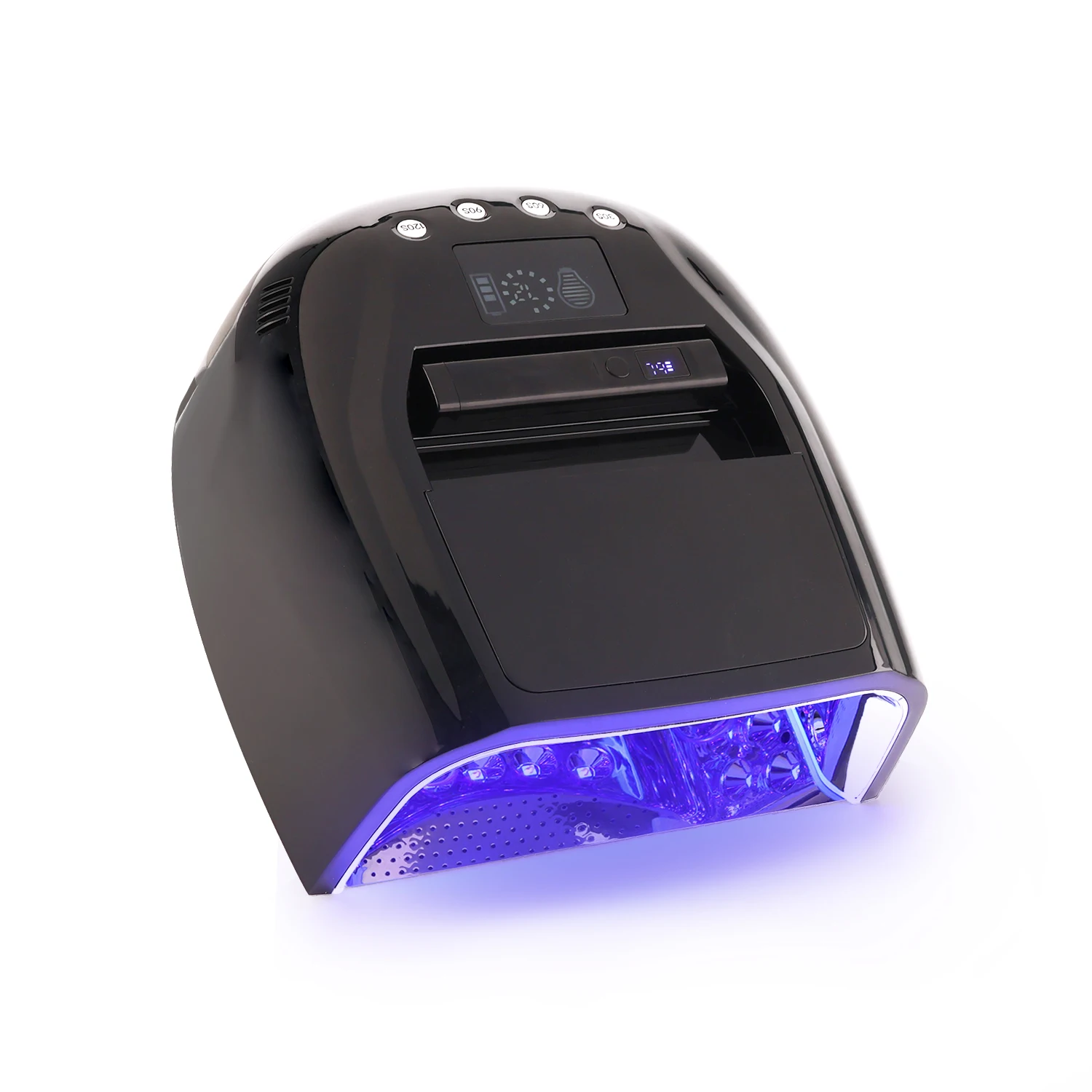 New Design Black Cordless UV LED Nail Lamp 128W Rechargeable Sample Gel Lamp