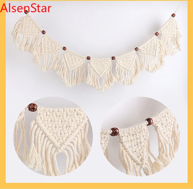 Bohemian Style Tassel Weaving Flags Wall Hanging Tapestry Hand Woven Macrame Tapestries Home Living Room Wall Decoration