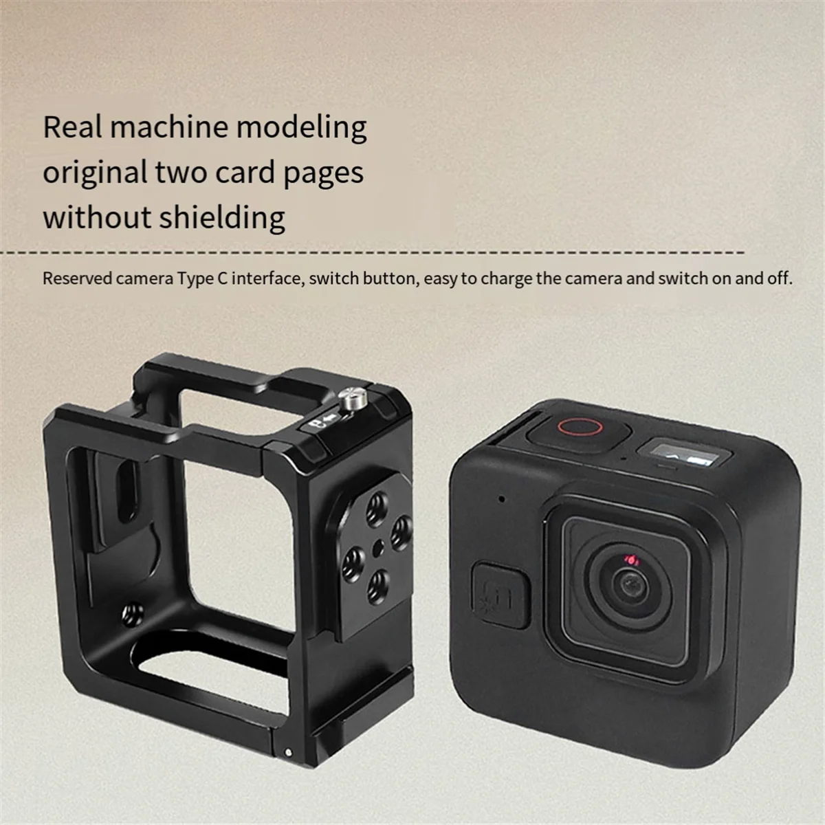 Protective frame Camera Cage Rig Protective Frame Side Battery Cover Cold Shoe Mount for Hero 11 Mini Action Without Side Cover