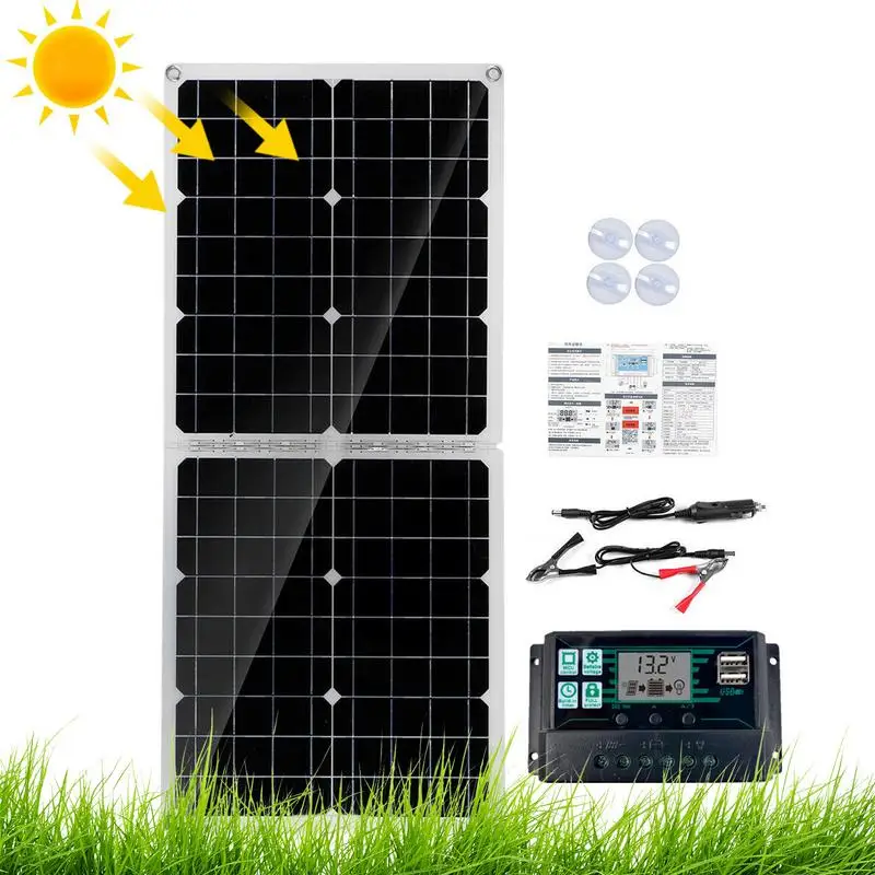 

Solar Panel Monocrystalline Solar Power Kit High-Efficiency Solar Panels With 100A Solar Controller For RV Camper Van Trailer