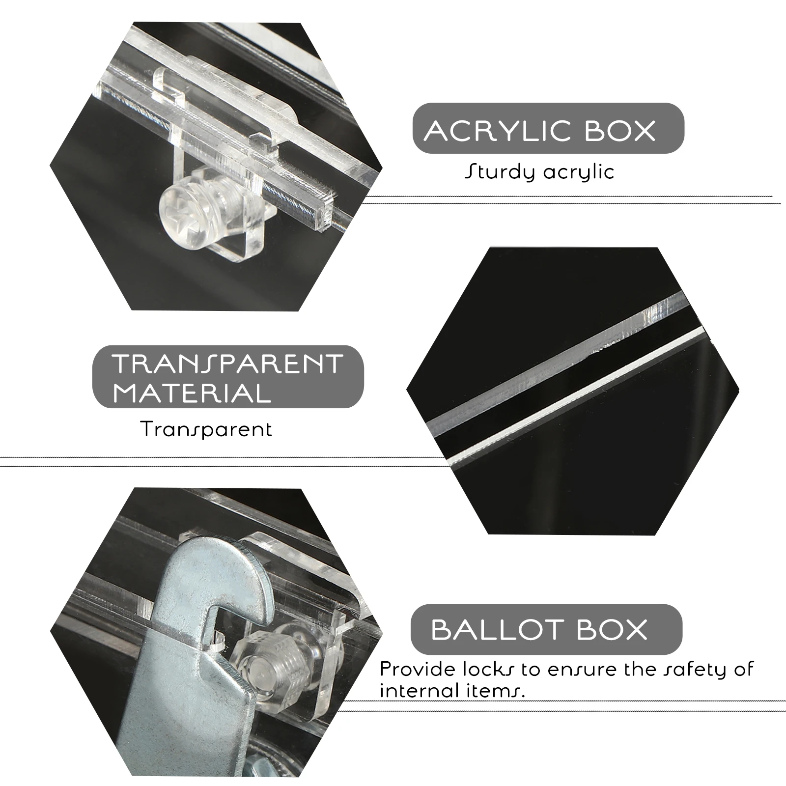 

Acrylic Ballot Box 20x20x20cm Clear Transparent Voting Election Donation Ticket Suggestion Box with Lock DIY Assembly Storage