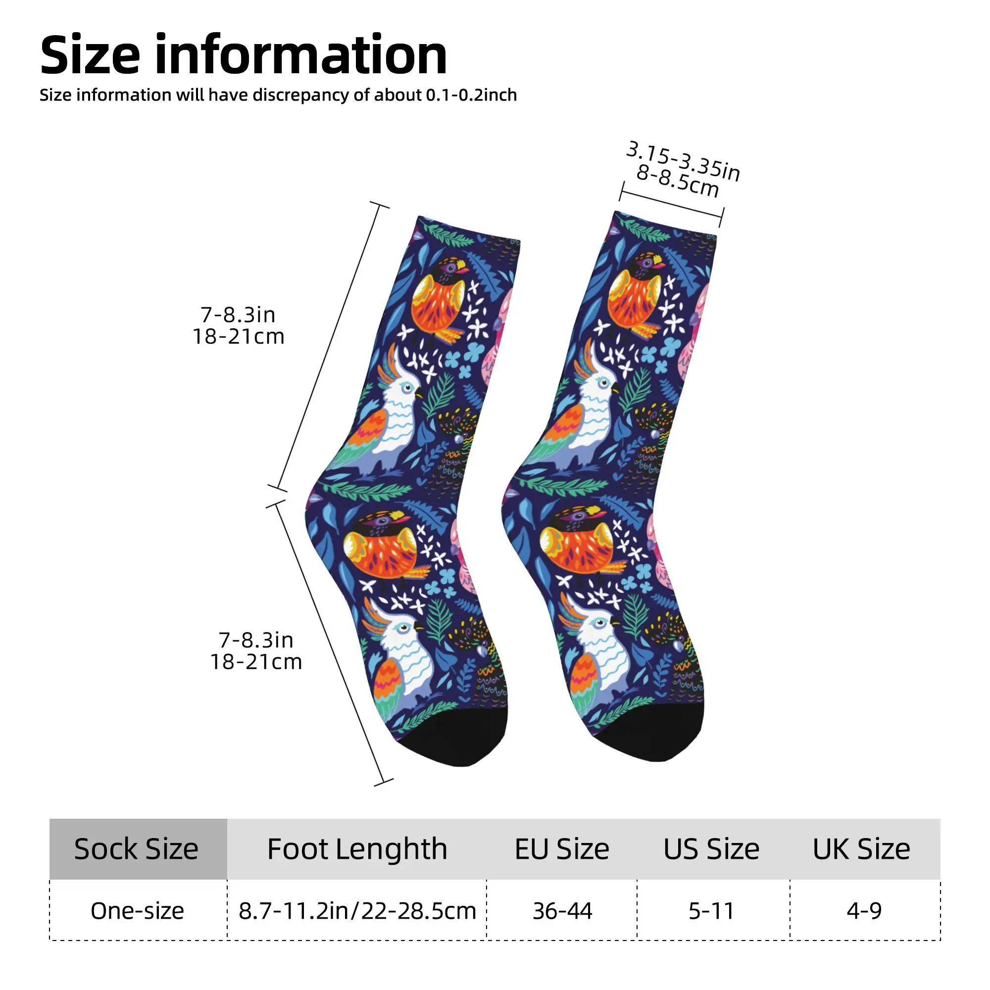 1pc Exotic Australian Birds Pattern Printed Men's Socks  Novelty Hip Hop Harajuku Pattern Crew Sock Casual Gift