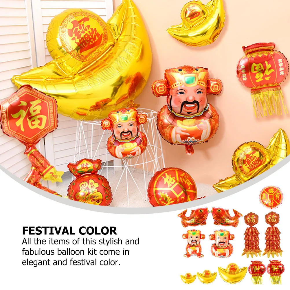 12 قطعة بالونات إله الحظ الألومنيوم فيلم بالونات الحفلات مجموعة لتزيين مهرجان الربيع 2021 تخطيط مشهد الاحتفال بالعام الجديد