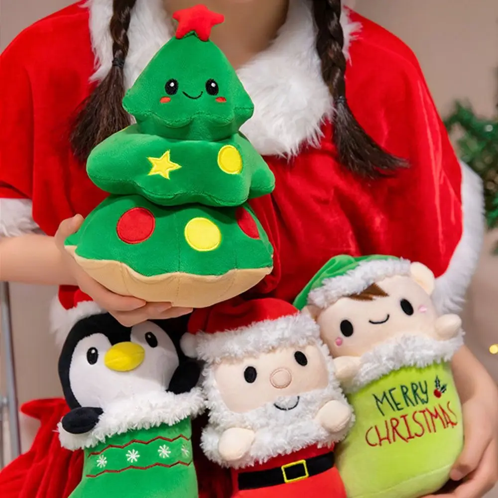 Stuffed Appease Doll Christmas Series Plush Toy Christmas Tree Soft Santa Claus Plush Doll Penguin Lovely Christmas Tree Pillow