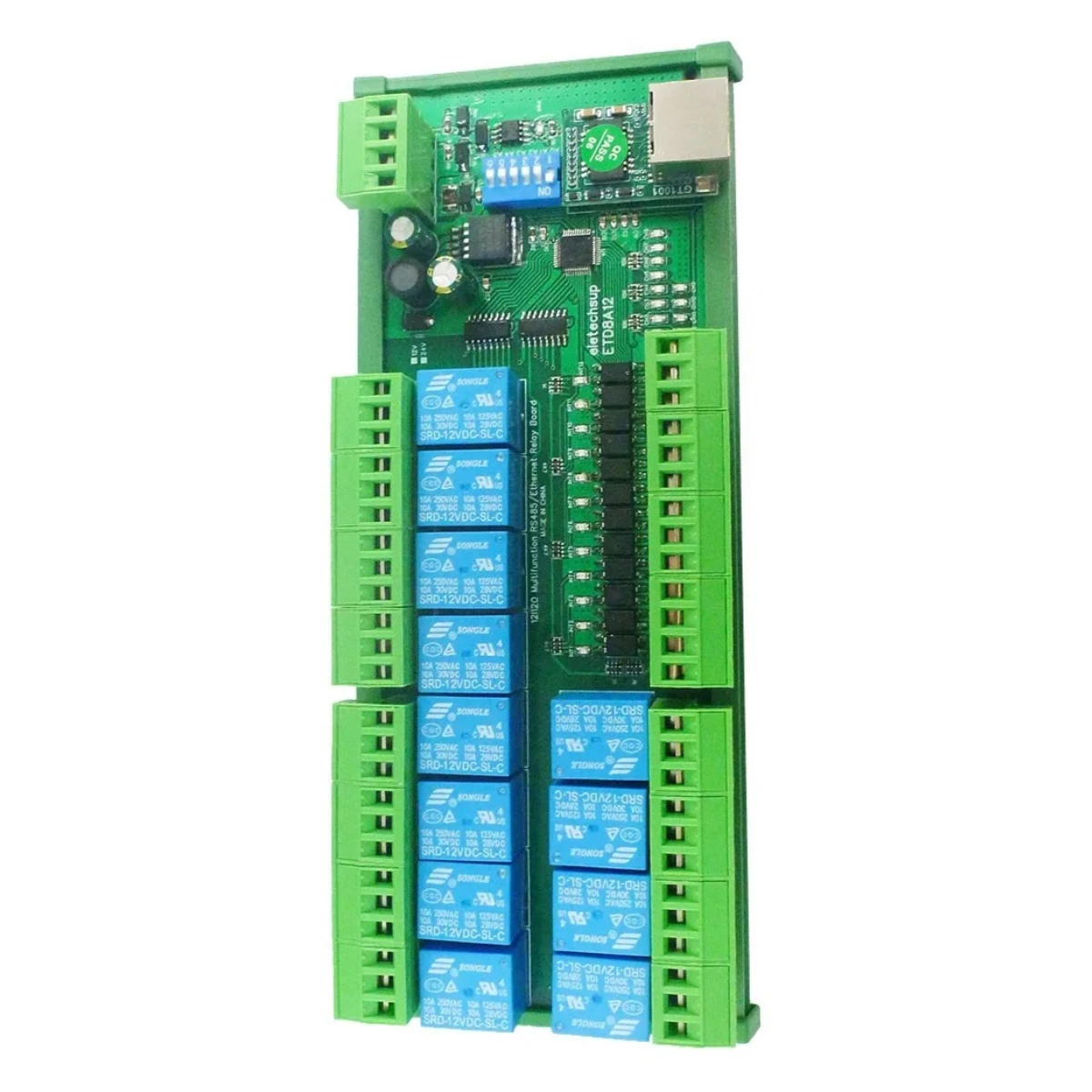 Modbus RTU TCP/IP UART Network controller Switch Board for PLC PTZ Camera Motor LED 2 IN1 12Ch Ethernet/RS485 Relay Module