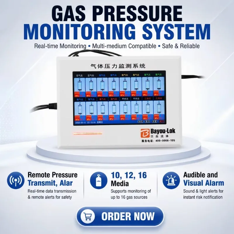 Touch Screen High Accuracy Multi-channel Cylinder Gas Pressure Real-time Monitoring Sound+Light Alarm Controller