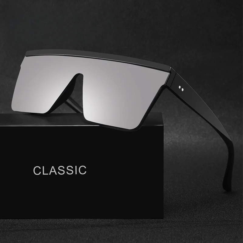 Vintage Männliche Flache Top Sonnenbrille Männer Marke Schwarz Quadrat Shades UV400 Gradienten Sonnenbrille Für Frauen Coole Einteilige Designer