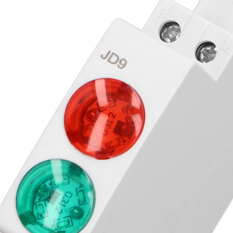 DIN Rail Signal Lamp Red Green Dual Lights Rail Type LED Indicator Light For Distribution Box CNC Lathe AC DC 230V