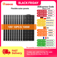 Dokio 18V 10pc 100W Flexible Solar Panel Monocrystalline Solar Panel For Car/Home Waterproof Charge 12V 1000W Solar Panel