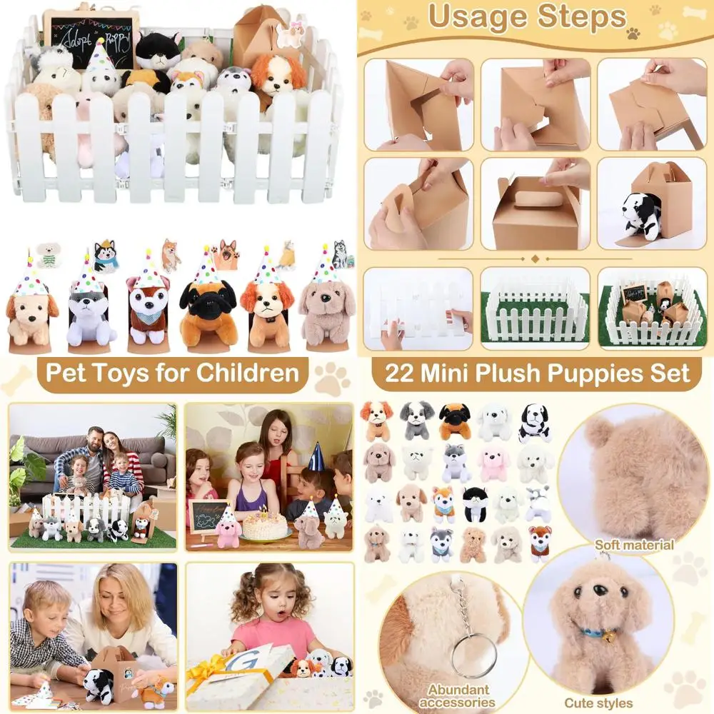 

Набор для вечеринки в честь приютили собак - 22 разнообразных мини-плюшевых коробки для лакомств в форме собачьего домика с праздничной шляпкой или подарочной коробкой в виде рождественской обувной коробки, для приютили домашних животных