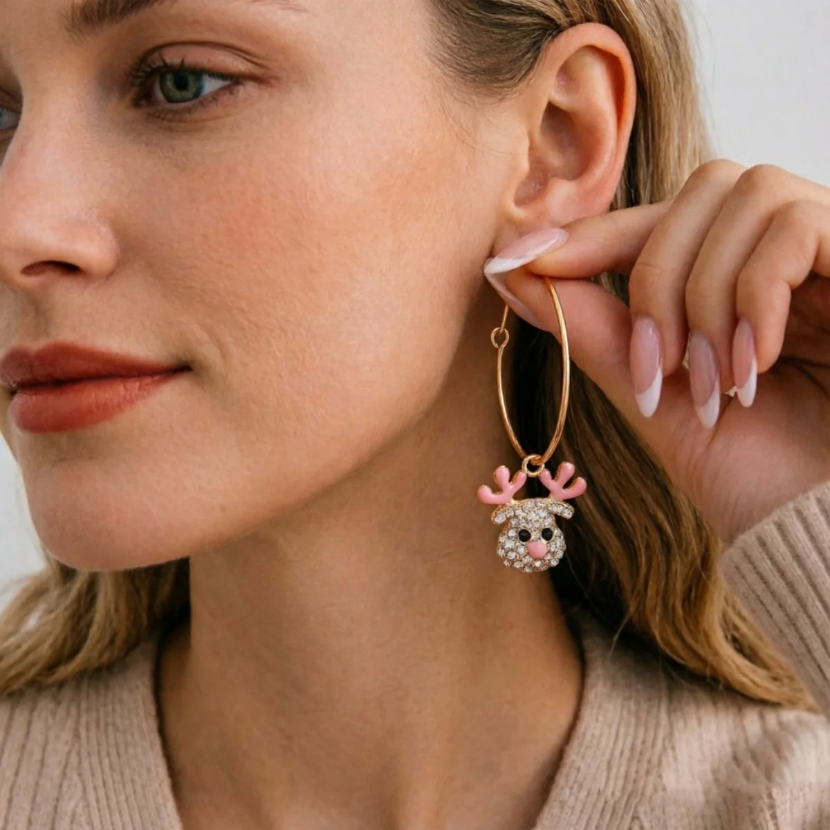 3 Paar/Set Weihnachts-Strass-Ohrringe mit Hirsch, Zuckerstange, Geschenkbox, für Damen, niedliche Weihnachtsmann- und Weihnachtsbaum-Ohrringe, Schmuck – Detail 17