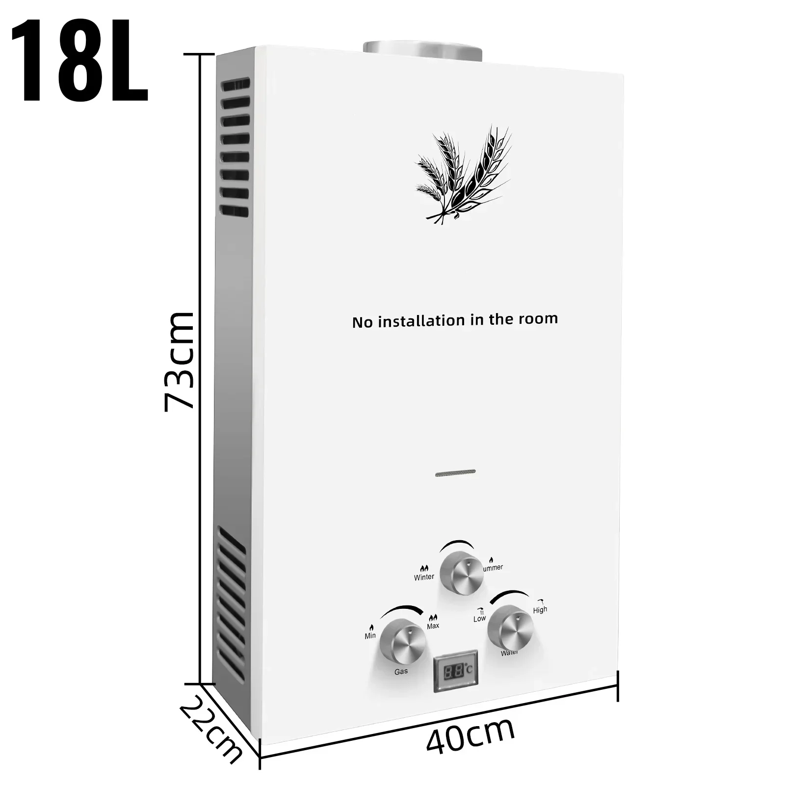 

SIHAO 18L 16L 12L 10L 8L 6L Gas Water Heate Liquefied Petroleu Tankless Steel LED Display Outdoor Camping Safety Protection