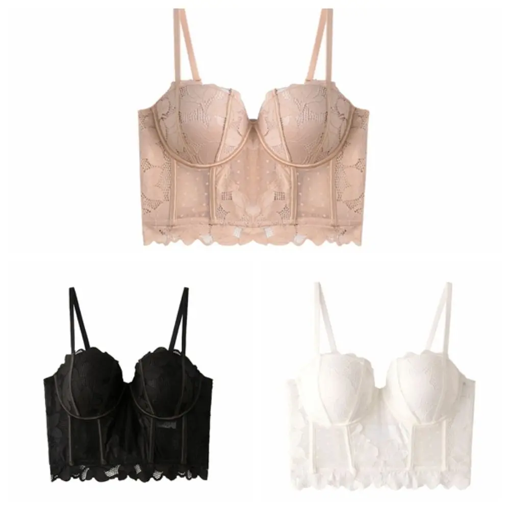 Camisole élégante en maille et dentelle à pois, à volants, transparente, Slim, haut court, sans manches, Corset en arête de poisson, pour dames