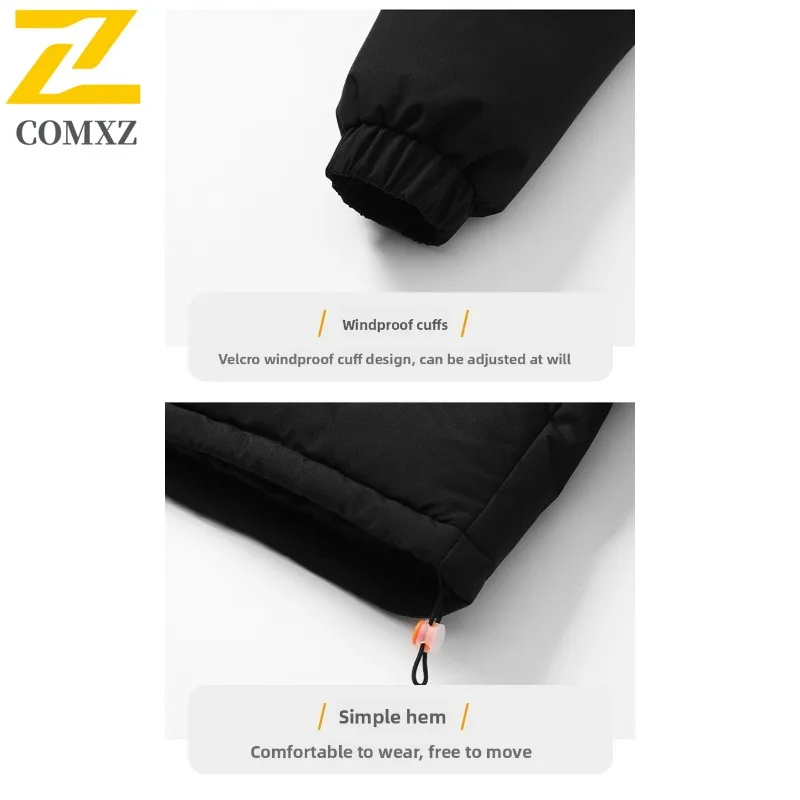 معطف باركر خفيف الوزن من COMXZ بلون سادة وياقة واقفة سميكة للتزلج سترة مبطنة بالقطن سترة شتوية أنيقة ملابس للرجال
