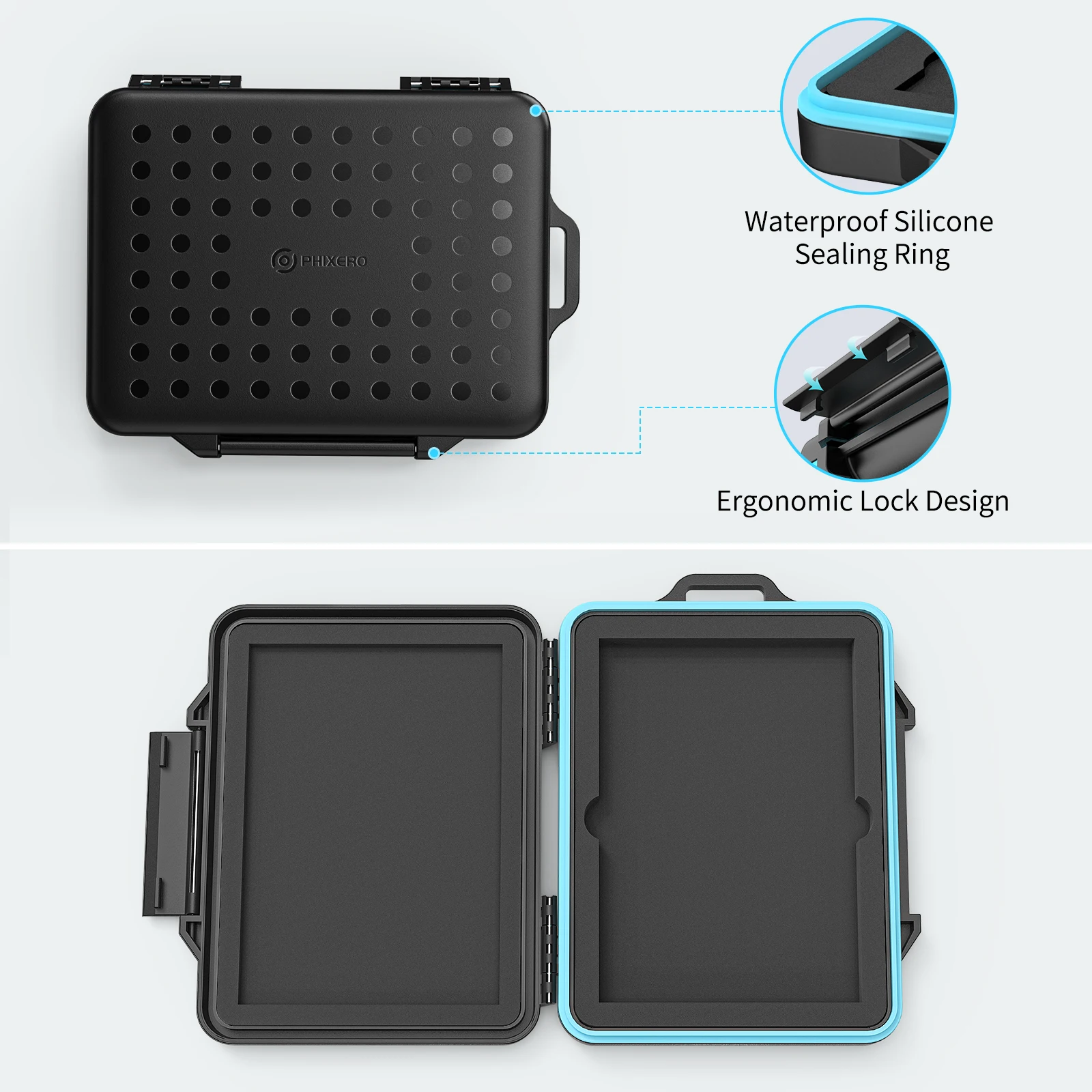 PHIXERO EVA  Bag Storage Box Shockproof Memory SD Card Anti-static Waterproof TF SD CF Micro SD Card Memory Card Storage Box