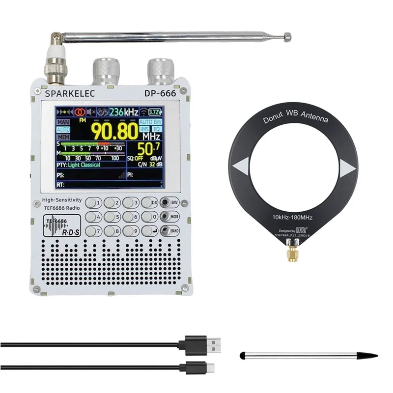 راديو موثوق به-TEF6686 DP-666 عالي الحساسية كامل النطاق FM/LW/MW/SW راديو الموجات القصيرة ESP32 RDS 2.8 بوصة IPS شاشة تعمل باللمس، TEF6686