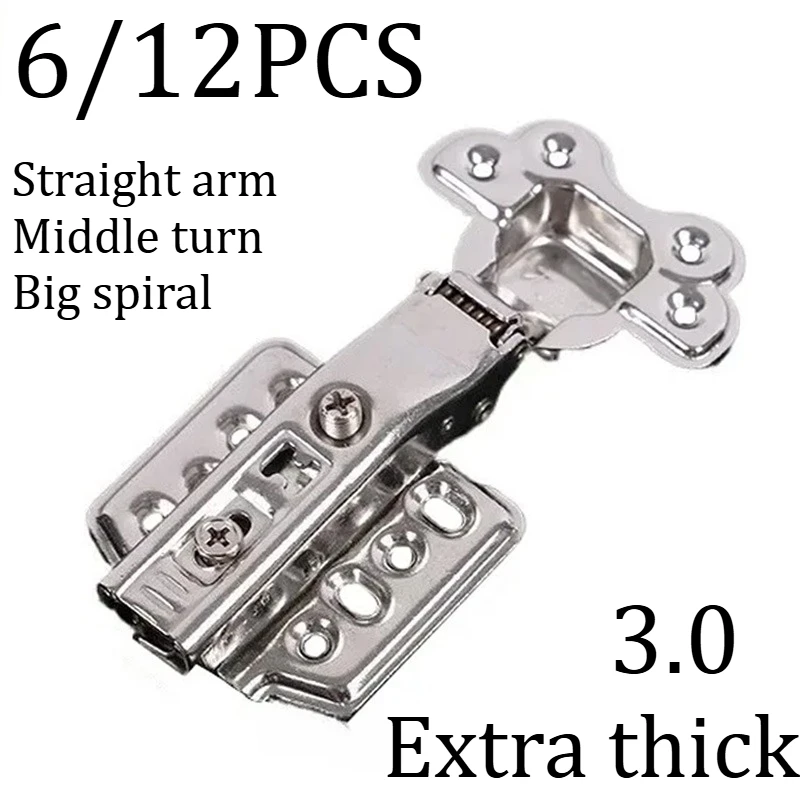 Петли из нержавеющей стали 3.0 Extra Thick, 6/12 шт., с гидравлическим демпфером, полного/частичного/врезного монтажа, для шкафов/мебели