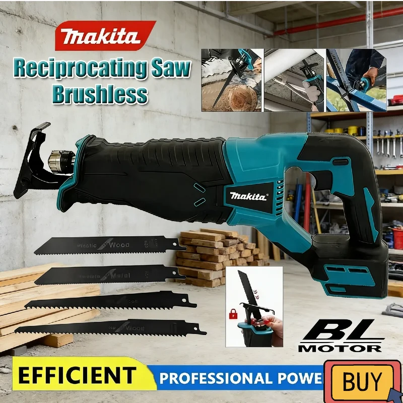 

Makita Brushless Reciprocating Saw Reciprocating Saw Portable Cordless Power Tools With 4pcs Saw Blades 20V 18V