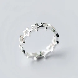 Huitan Fancy Stars Adjustable Opening Rings Women Silver Plated Daily Wear Fashion Versatile Female Accessories New 2022 Jewelry