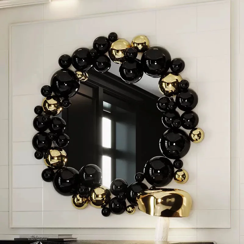 

Italian light luxury stainless steel decorative mirror wall hanging creative design corridor