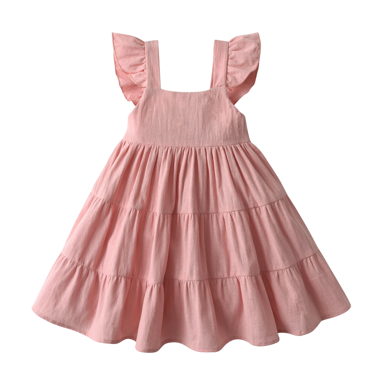 

Summer New Fashion Kids Children Girl's Sling Sleeveless Sweet Dress Clothing Girls Cake Kawaii Solid Y2K Dresses Casual Clothes