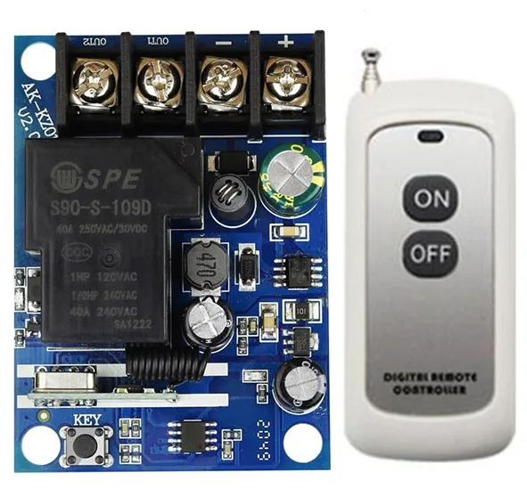 Беспроводной пульт дистанционного управления освещением, 433 МГц, 30 А, 12 В постоянного тока, 24 В, 48 В, 1 канал, релейный модуль приемника, передатчик для насоса/лампы/замка/вентилятора