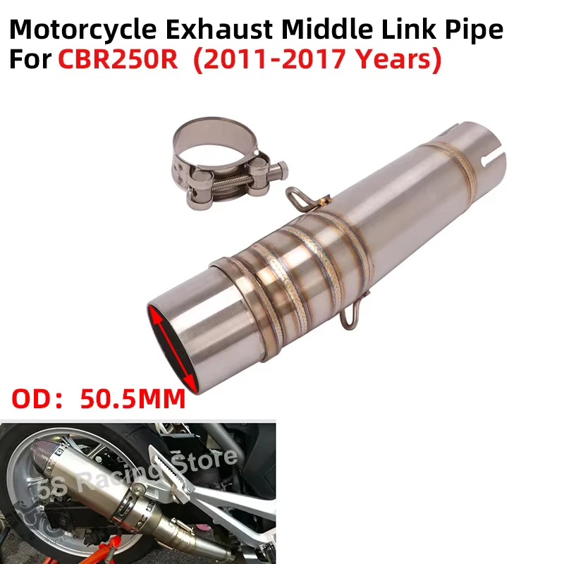 

51mm Motorcycle Exhaust Pipe For CBR250R 250R 2011 - 2017 Years Middle Link Pipe Moto Escape Echappement Modified Muffler