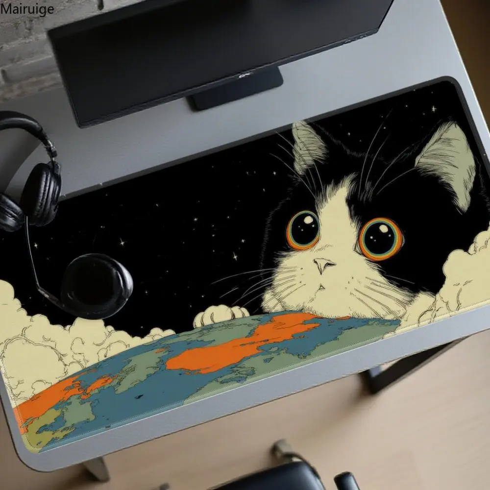 

Kawaii Anime Cat & Starry Sky Globe Mouse Pad Large Computer Office Mat Rubber Anti-slip Gaming Keyboard Mousepads Long Desk Mat