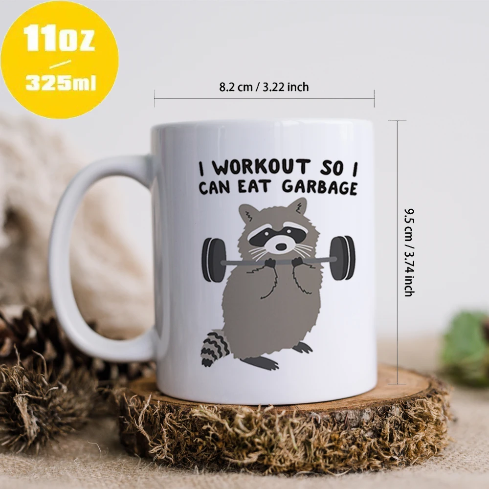 

funny Fitness guru little raccoon coffee mug 11oz ceramic office tea mug friends birthday gift mug cup